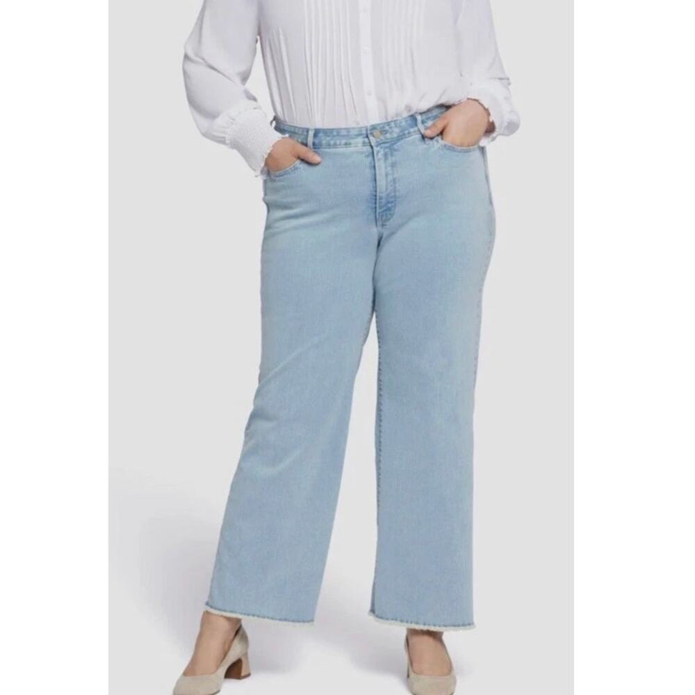NYDJ Plus Jeans 22W Blue Teresa Wide Leg High Rise Ankle LiftTuck Stretch Denim